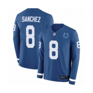 Youth Indianapolis Colts #8 Rigoberto Sanchez Limited Blue Therma Long Sleeve Football Jersey