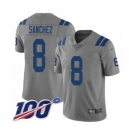 Youth Indianapolis Colts #8 Rigoberto Sanchez Limited Gray Inverted Legend 100th Season Football Jersey