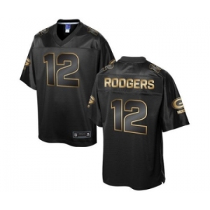 nike nfl jerseys green bay packers #12 rodgers black gold collection[game]
