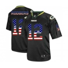 Men's Green Bay Packers #12 Aaron Rodgers Elite Black USA Flag Fashion Football Jersey