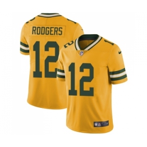 Men's Green Bay Packers #12 Aaron Rodgers Elite Gold Rush Vapor Untouchable Football Jersey