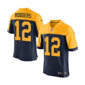 Men's Green Bay Packers #12 Aaron Rodgers Elite Navy Blue Alternate Football Jersey