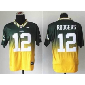 nike nfl jerseys green bay packers #12 aaron rodgers green-yellow[Elite drift fashion][second version]