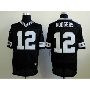 nike nfl jerseys green bay packers #12 rodgers black[Elite]