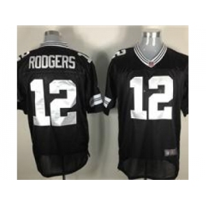 nike nfl jerseys green bay packers #12 rodgers black[elite]