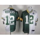 nike nfl jerseys green bay packers #12 rodgers white-green[Elite split 50th Patch]