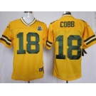nike nfl jerseys green bay packers #18 cobb yellow[Elite 50th Patch]