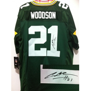 nike nfl jerseys green bay packers #21 woodson green[Elite signature]