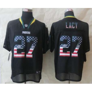 nike nfl jerseys green bay packers #27 lacy black[Elite USA flag fashion]