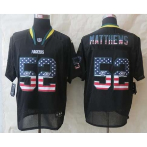 nike nfl jerseys green bay packers #52 clay matthews black[Elite USA flag fashion]