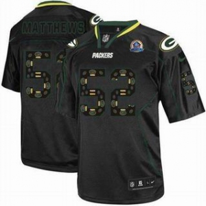 nike nfl jerseys green bay packers #52 matthews black[Elite united sideline 50th Patch]
