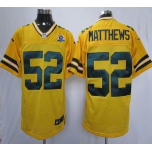 nike nfl jerseys green bay packers #52 matthews yellow[Elite 50th Patch]