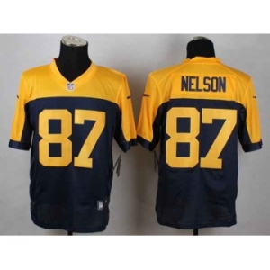 nike nfl jerseys green bay packers #87 jordy nelson yellow-blue[Elite]