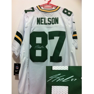 nike nfl jerseys green bay packers #87 nelson white[Elite signature]