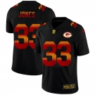 Green Bay Packers #33 Aaron Jones Men's Black Nike Red Orange Stripe Vapor Limited NFL Jersey