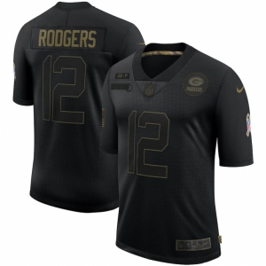 Men Green Bay Packers #12 Aaron Rodgers Nike 2020 Salute To Service Limited Jersey Black