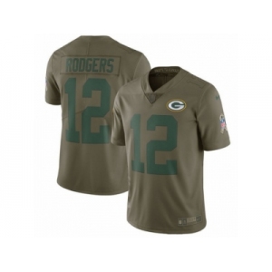 Men Nike Green Bay Packers #12 Aaron Rodgers Limited Olive 2017 Salute to Service NFL Jersey