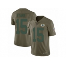 Men Nike Green Bay Packers #15 Bart Starr Limited Olive 2017 Salute to Service NFL Jersey