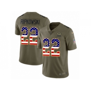 Men Nike Green Bay Packers #22 Aaron Ripkowski Limited Olive USA Flag 2017 Salute to Service NFL Jersey