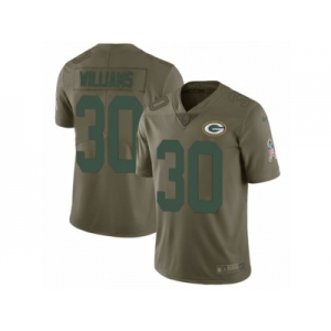 Men Nike Green Bay Packers #30 Jamaal Williams Limited Olive 2017 Salute to Service NFL Jersey