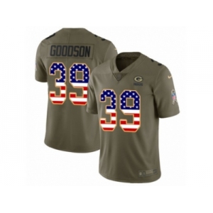 Men Nike Green Bay Packers #39 Demetri Goodson Limited Olive USA Flag 2017 Salute to Service NFL Jersey