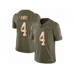 Men Nike Green Bay Packers #4 Brett Favre Limited Olive Gold 2017 Salute to Service NFL Jersey