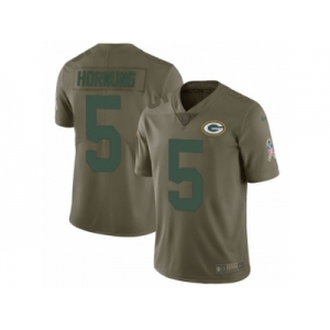 Men Nike Green Bay Packers #5 Paul Hornung Limited Olive 2017 Salute to Service NFL Jersey