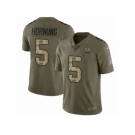 Men Nike Green Bay Packers #5 Paul Hornung Limited Olive Camo 2017 Salute to Service NFL Jersey