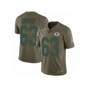 Men Nike Green Bay Packers #63 Corey Linsley Limited Olive 2017 Salute to Service NFL Jersey