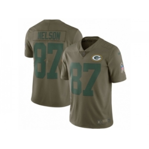 Men Nike Green Bay Packers #87 Jordy Nelson Limited Olive 2017 Salute to Service NFL Jersey