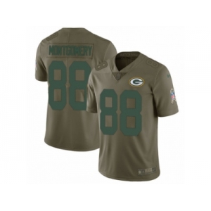 Men Nike Green Bay Packers #88 Ty Montgomery Limited Olive 2017 Salute to Service NFL Jersey