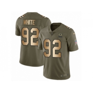 Men Nike Green Bay Packers #92 Reggie White Limited Olive Gold 2017 Salute to Service NFL Jersey