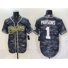 Men's Green Bay Packers #1 Micah Parsons Gray Camo Cool Base Stitched Baseball Jersey