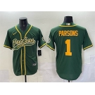 Men's Green Bay Packers #1 Micah Parsons Green Cool Base Stitched Baseball Jersey