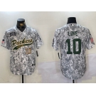 Men's Green Bay Packers #10 Jordan Love 2024 Arctic Camo Salute To Service Stitched Baseball Jerseys