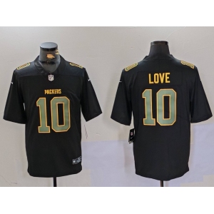 Men's Green Bay Packers #10 Jordan Love Black Fashion Vapor Limited Stitched Football Jersey