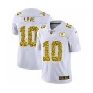 Men's Green Bay Packers #10 Jordan Love Flocked Leopard Print Vapor Limited Football Jersey White