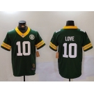 Men's Green Bay Packers #10 Jordan Love Green 2023 F.U.S.E. With Patch Limited Stitched Football Jersey