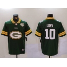 Men's Green Bay Packers #10 Jordan Love Green Big Logo With Patch Vapor Limited Stitched Football Jersey