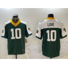 Men's Green Bay Packers #10 Jordan Love Green White 2023 FUSE Home Patch Vapor Limited Stitched Jersey