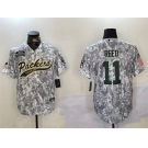 Men's Green Bay Packers #11 Jayden Reed 2024 Arctic Camo Salute To Service Stitched Baseball Jersey