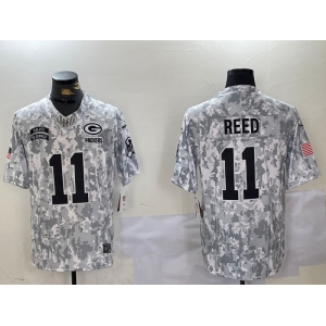 Men's Green Bay Packers #11 Jayden Reed Arctic Camo 2024 FUSE Salute to Service Limited Stitched Jersey