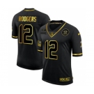 Men's Green Bay Packers #12 Aaron Rodgers 2020 Salute To Service Black Golden Limited Football Jersey