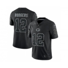 Men's Green Bay Packers #12 Aaron Rodgers Black Reflective Limited Stitched Football Jersey