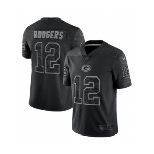 Men's Green Bay Packers #12 Aaron Rodgers Black Reflective Limited Stitched Football Jersey