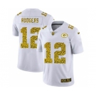 Men's Green Bay Packers #12 Aaron Rodgers Flocked Leopard Print Vapor Limited Football Jersey White