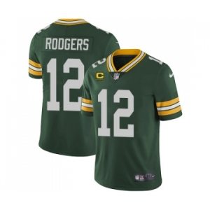 Men's Green Bay Packers #12 Aaron Rodgers Green With 4-star C Patch Vapor Untouchable Stitched NFL Limited Jersey