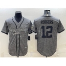 Men's Green Bay Packers #12 Aaron Rodgers Grey Gridiron With Patch Cool Base Stitched Baseball Jersey