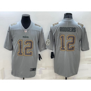 Men's Green Bay Packers #12 Aaron Rodgers LOGO Grey Atmosphere Fashion 2022 Vapor Untouchable Stitched Limited Jersey