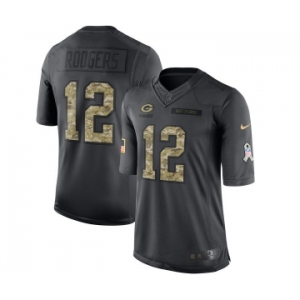 Men's Green Bay Packers #12 Aaron Rodgers Limited Black 2016 Salute to Service Football Jersey
